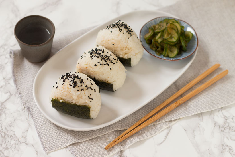 Tuna Onigiri with Quick Cucumber Pickle - Singly Scrumptious